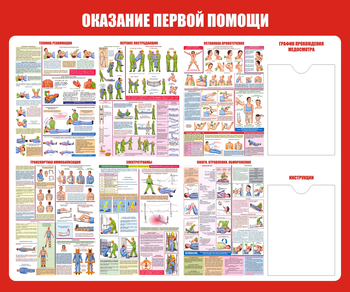 С17 Стенд оказание первой помощи (1200х1000 мм, пластик ПВХ 3 мм, алюминиевый багет золотого цвета) - Стенды - Стенды по первой медицинской помощи - . Магазин Znakstend.ru