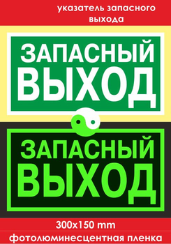 E23 указатель запасного выхода (фотолюминесцентная пленка, 300х150 мм) - Знаки безопасности - Эвакуационные знаки - . Магазин Znakstend.ru