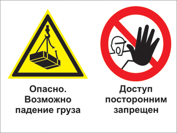 Кз 32 опасно - возможно падение груза. доступ посторонним запрещен. (пластик, 400х300 мм) - Знаки безопасности - Комбинированные знаки безопасности - . Магазин Znakstend.ru